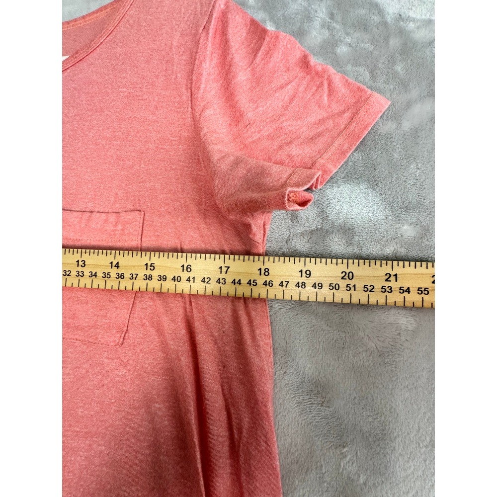LuLaRoe‎ Women's Small Pink Heather Ruffle Hem Pocket Short Sleeve Dress - Picture 2 of 8